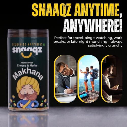Image of SNAAQZ Roasted Makhana Combo - Cheese & Herbs + Chilly Garlic | Roasted Not Fried | High Protein Vegan Snack | Gluten-Free Foxnuts | Healthy Tiffin Snack | Spicy Cheesy Makhana | Air-Popped Munchies