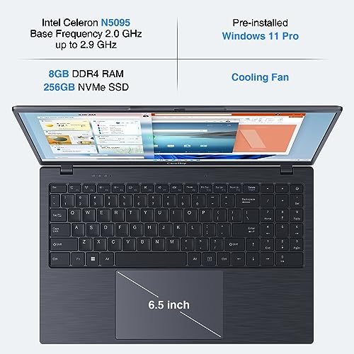 Image of Coolby 15.6 inch Windows 11 Laptop Computer with 1920x1080 IPS Display, 8GB RAM /256 GB NVMe SSD, Intel N5095 Quad Core Processor Notebook PC, Support 2.4G /5G Hz WiFi, BT, Type-c PD 3.0 Charging