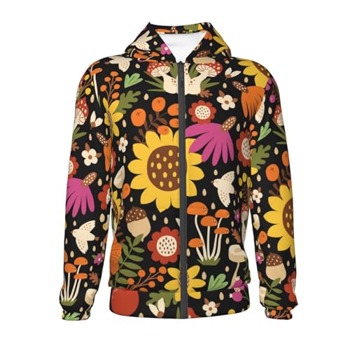 Sunflowers Mushrooms Kid Hoodies Boys Zip Up Sweatshirts Girls Pullover with Pocket2