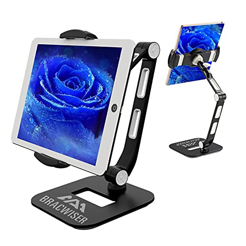Bracwiser Adjustable Tablet Phone Holder Stand for 4.7-11 inch iPad, iPad Air, iPad Pro, Samsung Tabs, and Phones (YFD208B)