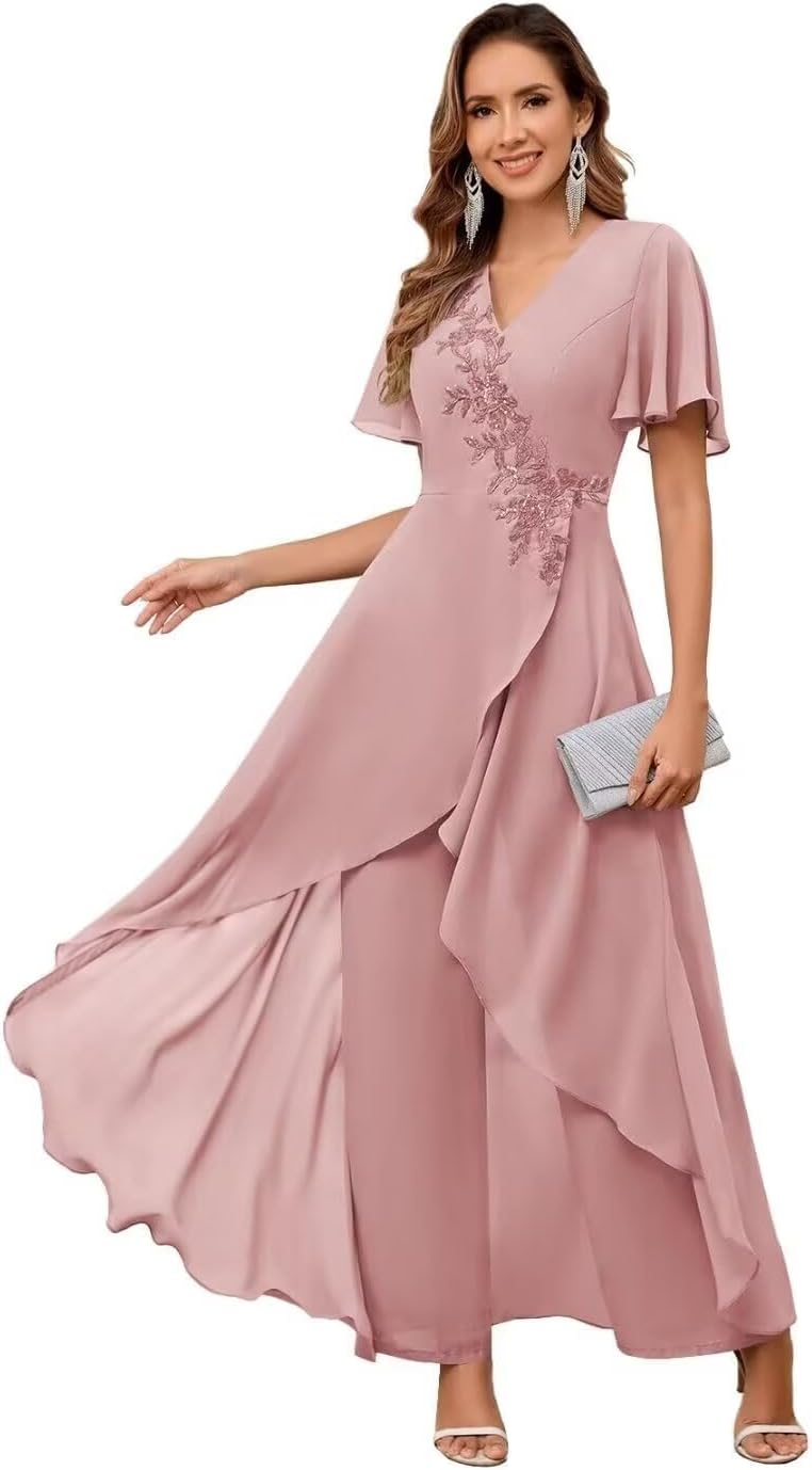 Chiffon Mother of The Bride Pant Suits for Wedding Guest Dresses Formal Outfit Womens Jumpsuit - Image 7