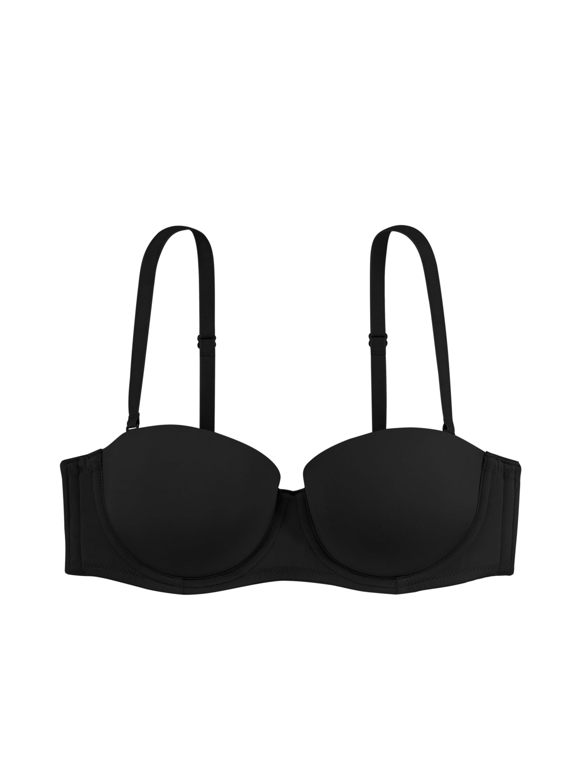 Dorina Women's Michelle Underwired Bandeau Bra - Lightly Padded, Moulded Cups, Multi-Way Adjustable Straps, Transparent Straps Included, Black