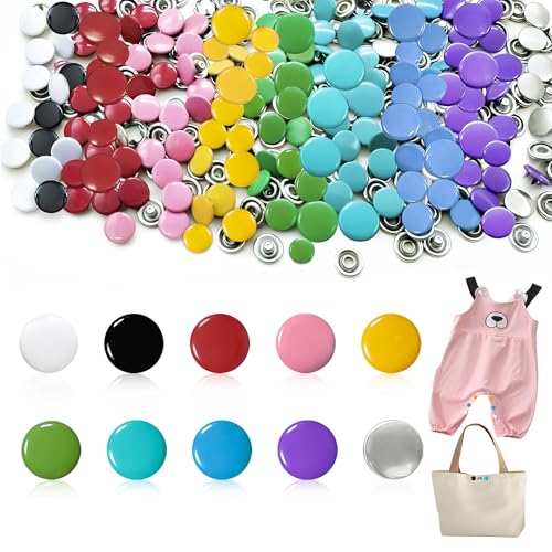 PIGORY 400Pcs Metal Snaps for Fabric, 10 Colors Solid Sewing Snaps for Sewing, 9.5mm Snap Button Kits for DIY Crafting Clothing(Not Pliers)
