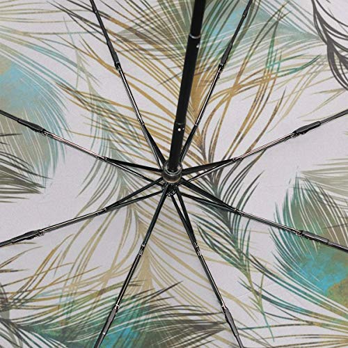 Womens Compact Umbrella Leaf Feather Home Decoration Windproof Mens Rain Umbrella Rain & Wind Resistant Compact And Lightweight For Business And Travels #TOP2