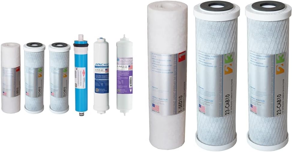 APEC FILTER-MAX-PH US MADE 90 GPD Complete Replacement Set for ULTIMATE Series Alkaline Reverse Osmosis Water Filter System & Filter-Set US Made Double Capacity Replacement Stage 1-3, Standard, White