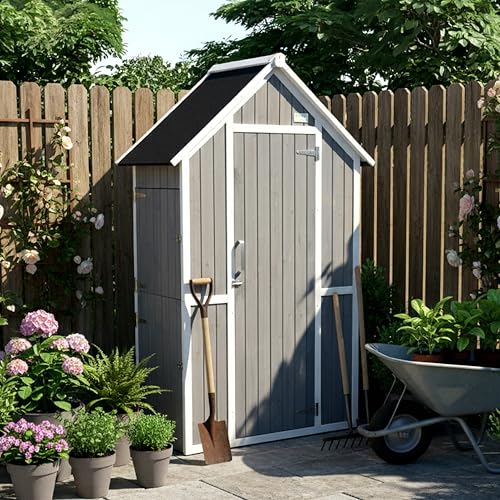 Garden tool storage shed by Garden Universe Grey wooden shed store toy potting WS02-GREY