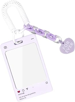 Creative Acrylic Ferrule Transparent Card Holder KPOP Photo Card Holder Keychain Idle Photo Sleeve Postcard Card Holder Keychain Photo Purple