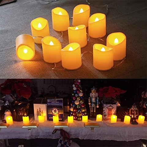 YXYQR 4.9ft 10 Led Flameless Candles String Lights USB Plug in Christmas Flickering LED Candles Decorations for Home Birthday Party Living Room Wedding Table Fireplace (Extendable) Cover
