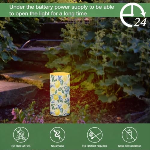 Image of Poceacles Flameless Candle Electric LED Lights with Timer Remote Color Lights, 3 AAA Batteries Operated (Not Include) Tealight for Home Indoor Decor, Lemon Blue Flower