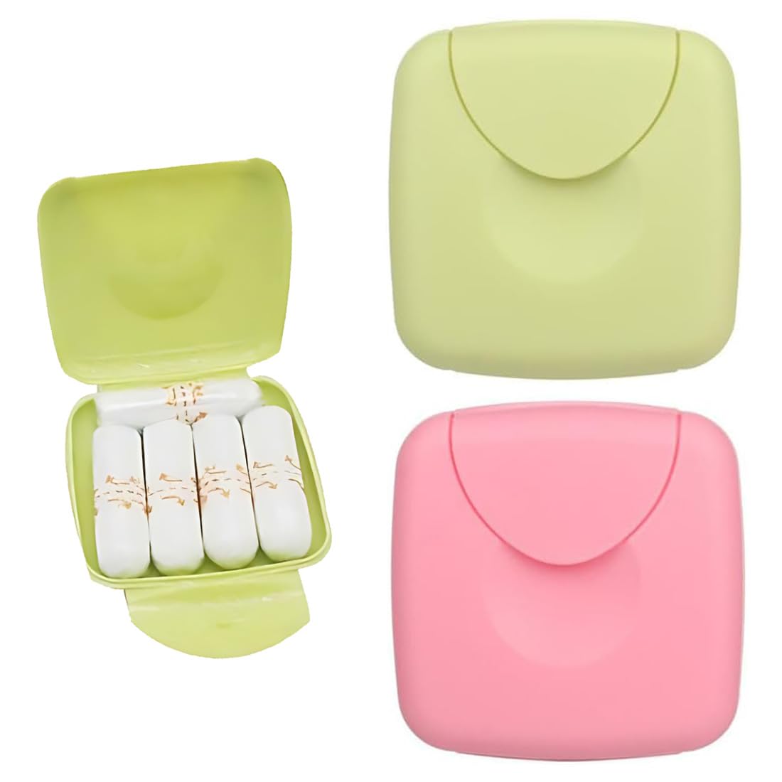 2 Piezas Caja De Almacenamiento Portátil para Mujer, Tampón, Tampón, para Viajes, para Tampones Sanitarios, Condones