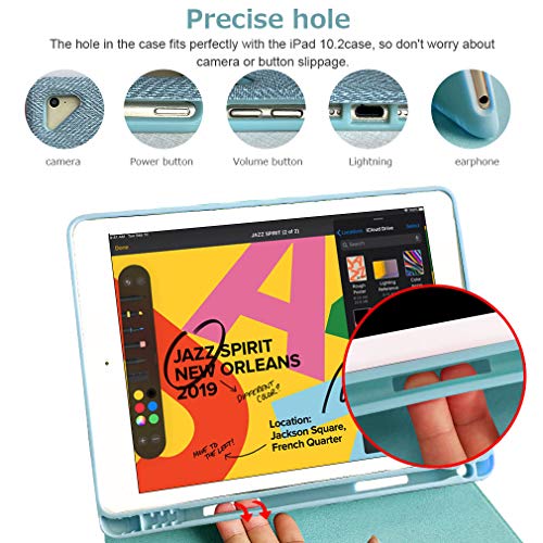 Amzcase Ipad Keyboard Case 9.7 For Ipad 6Th Generation(2018), Ipad 5Th Generation(2017), Ipad Air 2, Ipad Air, Ipad Pro 9.7 Inch Keyboard Case, Detachable Bluetooth Keyboard (Lake Blue) #TOP3