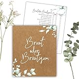 💕 SCHÖNES DESIGN: Unser Hochzeitsquiz Braut oder Bräutigam im Format 16 cm x 14 cm überzeugt im modernen und ansprechenden Design und ist ein absoluter Hingucker auf jeder Hochzeitsfeier.