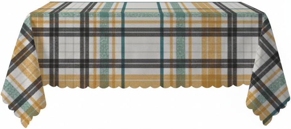 Dark Gray Green Line Check Table Cloths 55 × 70 Inch, Wipeable Pretty 1St Birthday Party Supplies, Picnic Themed Party Decorations Italian Tablecloth for Happy Birthday Holiday Coffee Table Cover