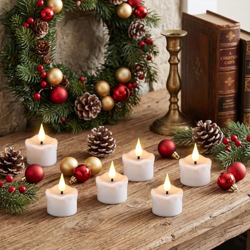 Image of GenSwin Wax Rechargeable Tea Lights Candles Votive Battery Operated Remote