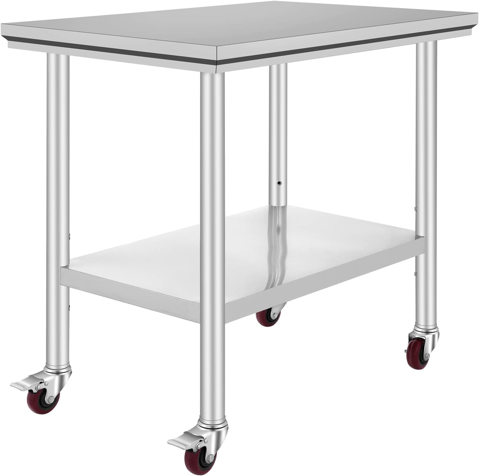Vevor Mophorn Stainless Steel Work Table 36x24 Inch with 4 Wheels, Casters Heavy Duty Food Prep Worktable for Commercial Kitchen Restaurant, Silver