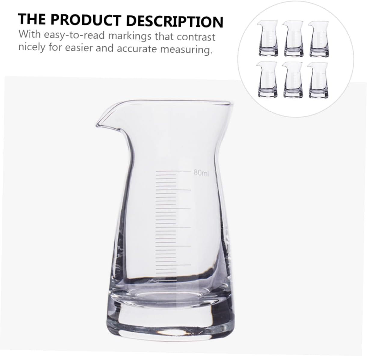 80ML Glass Measuring Cup Spout Precision Liquid Measuring for Cocktails Drink Mixing and Kitchen Use for Bartenders and Home Entertainers