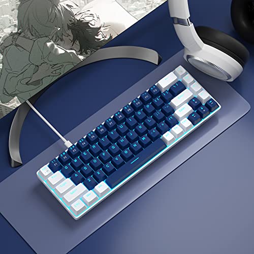 Magegee Portable 60% Mechanical Gaming Keyboard, Mk-Box Led Backlit Compact 68 Keys Mini Wired Office Keyboard With Blue Switch For Windows Laptop Pc Mac - Blue/White #TOP5