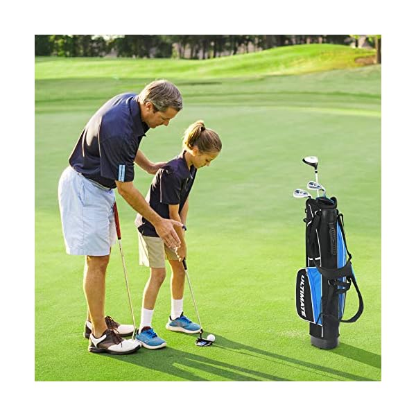 COSTWAY-Set-de-Palos-de-Golf-para-Ninos-8-1011-13-Anos-Incluye-Madera-Fairway-3-Hierros-7-y-9-Putter-Cubrepalo-Bolsa-de-Golf-Ninos-y-Ninas-AmarilloAzul
