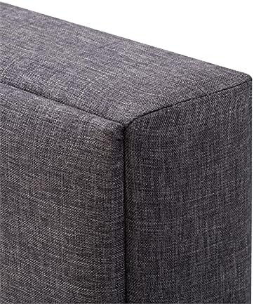Close-up of a fabric corner on the CorLiving Bellevue bed, showing upholstery detail.