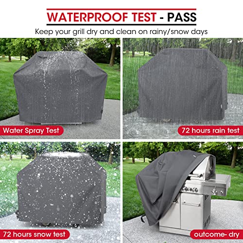 Unicook Grill Cover For Outdoor Grill, 60 Inch Bbq Cover, Heavy Duty Waterproof, Fade Resistant, Weather Resistant, Anti-Rip, Gas Grill Cover Compatible With Weber, Char-Broil, Nexgrill, Etc. Grey #TOP6