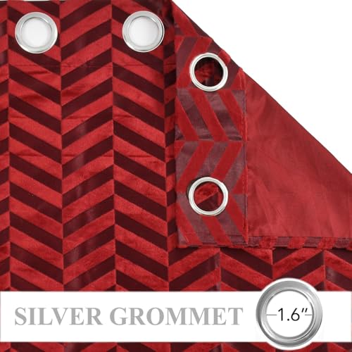 Image of IVAZA Premium Velvet Chevron Pattern 80% Blackout Curtains -Thermal Insulated Heavy Blackout Opaques,Modern Parde for Living Room Bedroom|Home Office Door- 8 Feet (Pack of 2) Chevron Blue