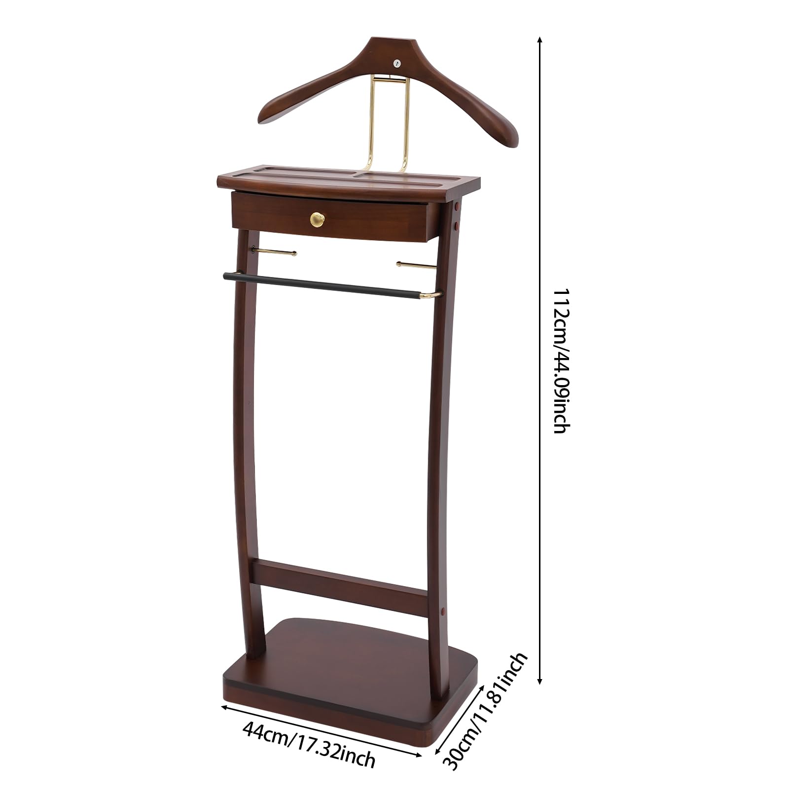 DAJILISHI Valet Stand, Freestanding Clothes Stand, Clothes Stand with Sturdy Base, Suitable for Hanging Suits, Shirts, Ties, Pants, Skirts, etc (Walnut)