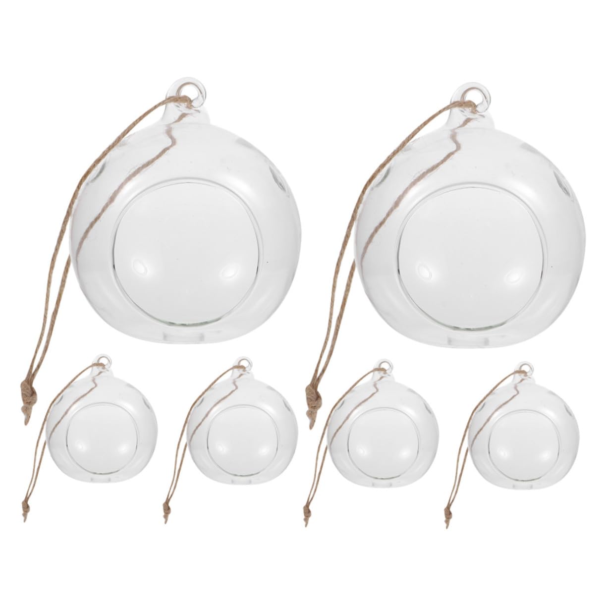 Portacandele a Sfera di Vetro da Appendere 6 Pezzi Cordino per Candele Tealight, Decorazione Natalizia e Cena, Design Globo Trasparente