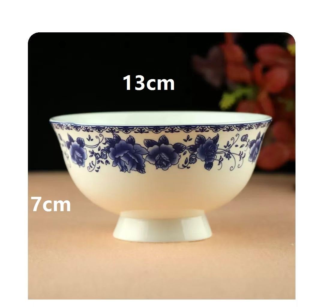 Tazón de sopa, tazón de cereales, tazón de ramen, tazón de sopa, tazón de arroz de porcelana de estilo antiguo palacio chino, tazón de cerámica de 13 cm y 5,1 pulgadas de alto, tazón de arroz de porce