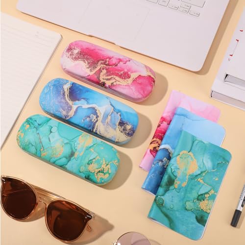 Image of Hard Shell Eyeglasses Case, Eye Glass Cases Womens Hard Shell With Cleaning Cloth Portable Eyewear Case for Women Men