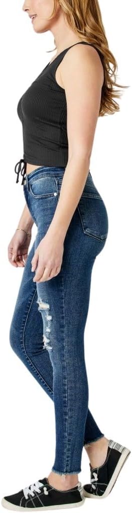 Judy Blue Women's High Waist Raw Hem Skinny Jeans - Image 2