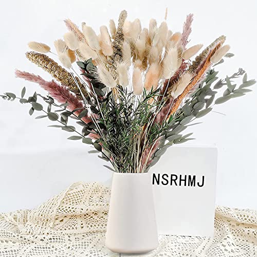 Natürliche Pampasgras Deko 85 Stück DIY Trockenblumen für Pampasgras Getrocknet Strauss, Ideal for Boho Wohnzimmer-Schlafzimmer-und Vasen Deko (85 Stück)