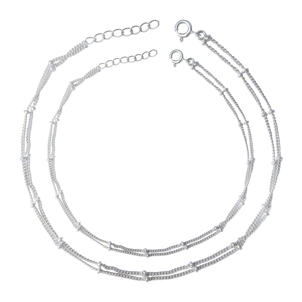 Unniyarcha Two Line Chain Silver 92.5 Anklet In for Women Pure Silver 925, Sterling Silver Jewellery with Certificate of Authenticity & 925 Silver Anklet for Women (B0D3PLBV4M) Amazon Price History, Amazon Price Tracker