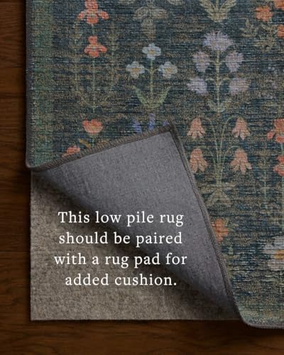Image of Loloi Rifle Paper Co Edinburgh Navy /Multi 10'-0 inch x 14'-0 inch Area Rug | EDN-03 Printed Approx. 10x14 Blue Living room Dining room Bedroom, Rustic, Elegant, Muted, Refined, Area Rug