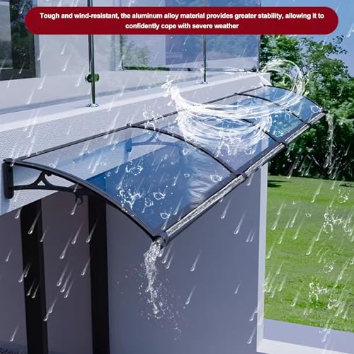 Auvent de porte 120x320cm marquise de protection extérieure polycarbonate - 4