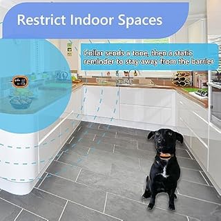 UltraCrab Indoor Pet Barrier for Dogs, Wireless Indoor Electric Fence, Pet Gate, Keeps Areas Off Limits, Dog Fence Waterproof/Rechargeable Training Collar (1 Dog System) (1 Dog System)