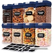 Cheer Collection Airtight Food Storage Containers, Kitchen Storage Containers for Pantry, Set of 8 Food Containers with Lids Airtight, Pantry Storage Containers & Organizers with Lids, Navy Blue