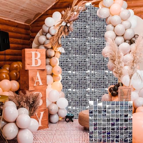 Panneaux muraux à paillettes argentées de 30 cm pour fond de scène de fête prénuptiale et mariage