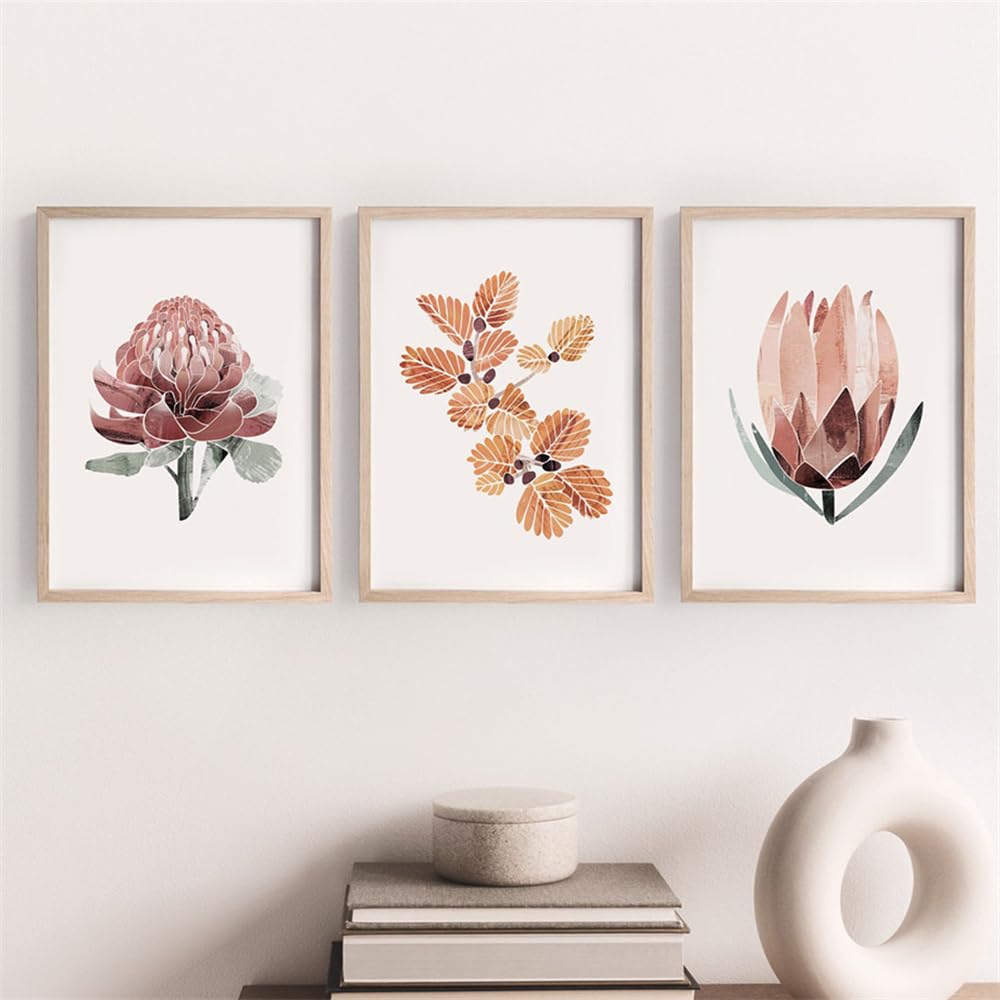 WBYZAC Botanical Posters-Abstract Watercolor Plant Pine Branch Abstract Art Wall Posters Canvas Prints Pictures Living Bedroom Kitchen Room Decor Artwork-60 * 80cm*3PCS (No Frame)