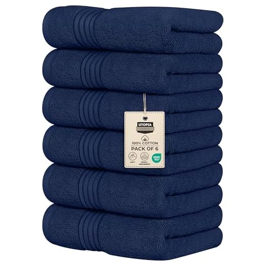 Utopia Towels - Juego de 6 Toallas de Mano de Lujo, (41 x 71 CM) 100% Algodón Hilado en Anillos, Ligeras y Altamente Absorbentes para Baño, Viaje, Camping, Hotel y SPA (Azul Marino)