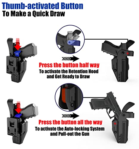 G19 Level 3 Retention Duty Holster For Glock 19/17 Gen 1 2 3 4 5, Glock 23/32 Gen 1 2 3 4, Glock 45/44/19X, Law Enforcement Duty Holster, Adjustable Retention/Cant Duty Belt Gun Holster - Right Handed #TOP3