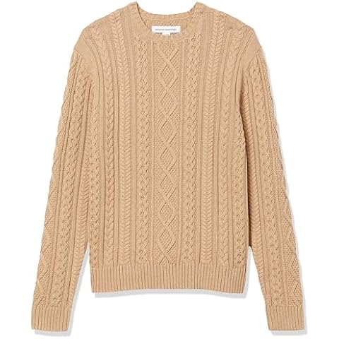 Amazon Essentials Men's Long-Sleeve 100% Cotton Fisherman Cable Crewneck Jumper Cover
