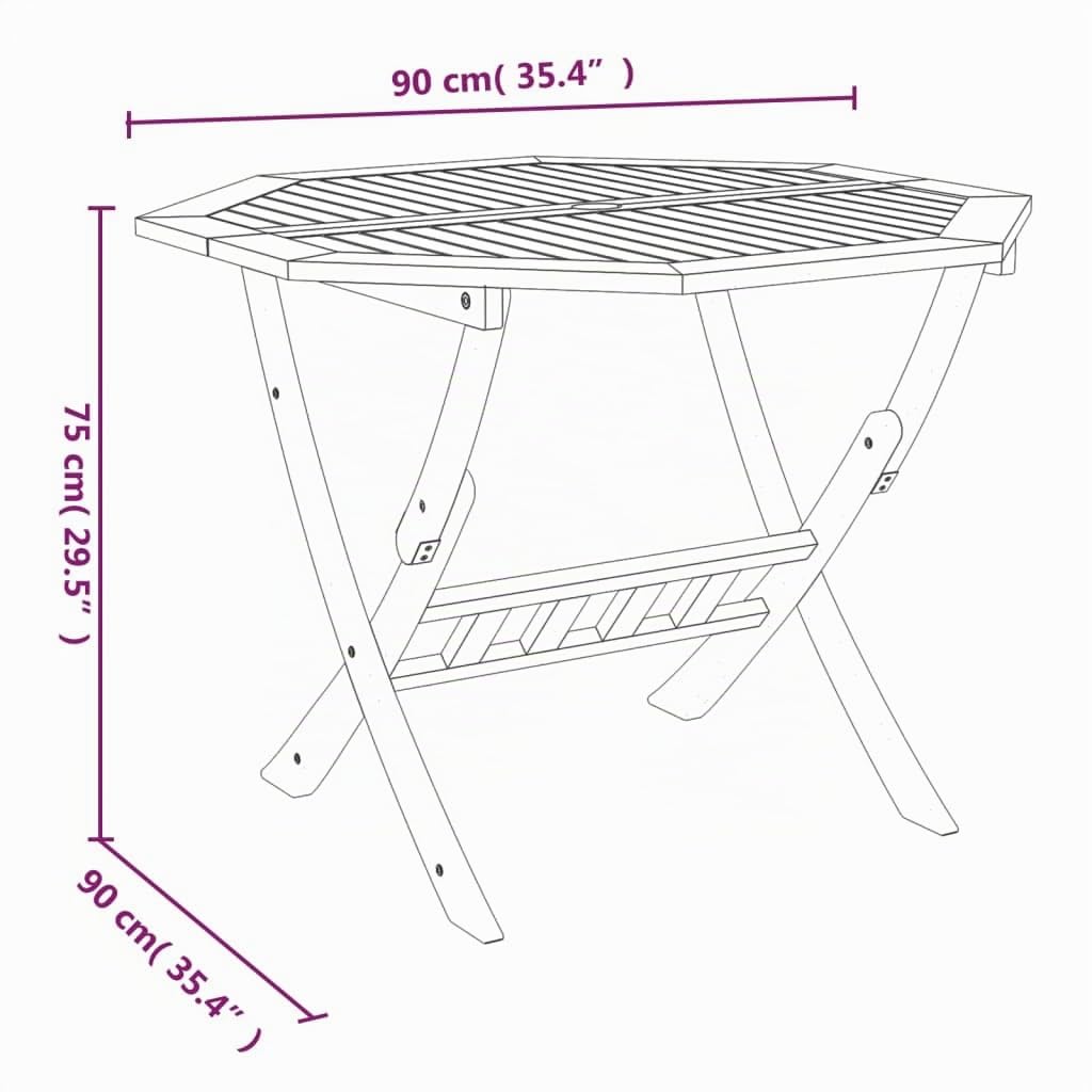 vidaXL Juego de Comedor de jardín 5 Piezas Madera Maciza de Acacia