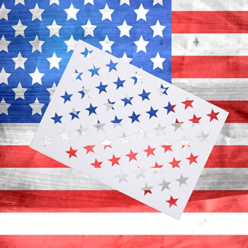 Whaline 7 Pieces American Flag 50 Stars Stencil Template For Painting On Wood, Fabric, Paper, Airbrush, Walls Art, 2 Large, 2 Medium And 3 Small For Flag Day, Independence Day #TOP2