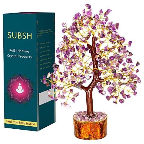 Amethyst Crystals and Gemstones - Chakra Crystals - Crystal Tree - Healing Crystal Gifts - Chakra Crystals Set - Chakra Tree Cover