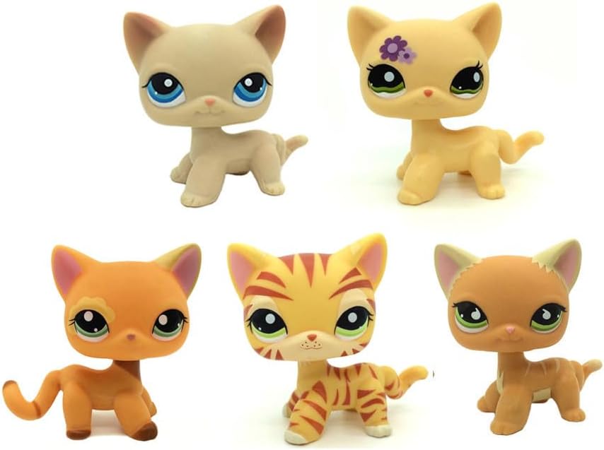 5pcs Mini Pet Kitty Cat #228#1962#1643#1451#525 Rare Short Hair Cat Action Figures Kids Boy Girl Toys