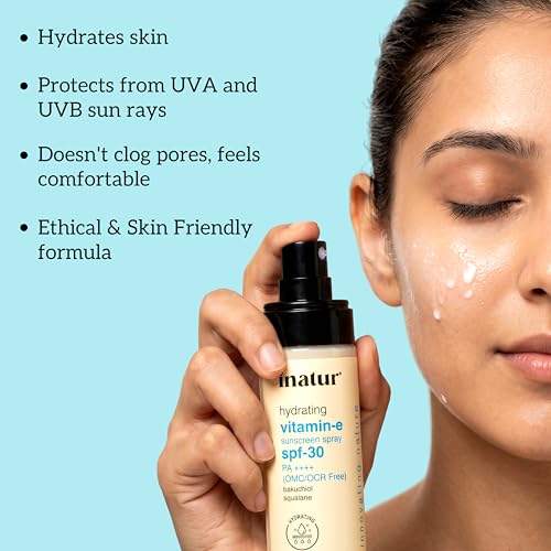 Image of inatur Vitamin E SPF 30 PA++++ Sunscreen Spray | Waterproof Sunscreen Spray | Broad Spectrum Protection + Moisturizer | Vegan & Natural | For All Skin Types | Lightweight & Non-Greasy | 50ml