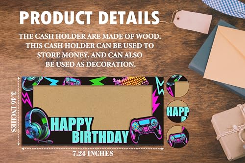 Wooden Birthday Money Holder, Happy Birthday Gifts For Friends Boys, Game Cash Holder Holiday Party Supplies -062