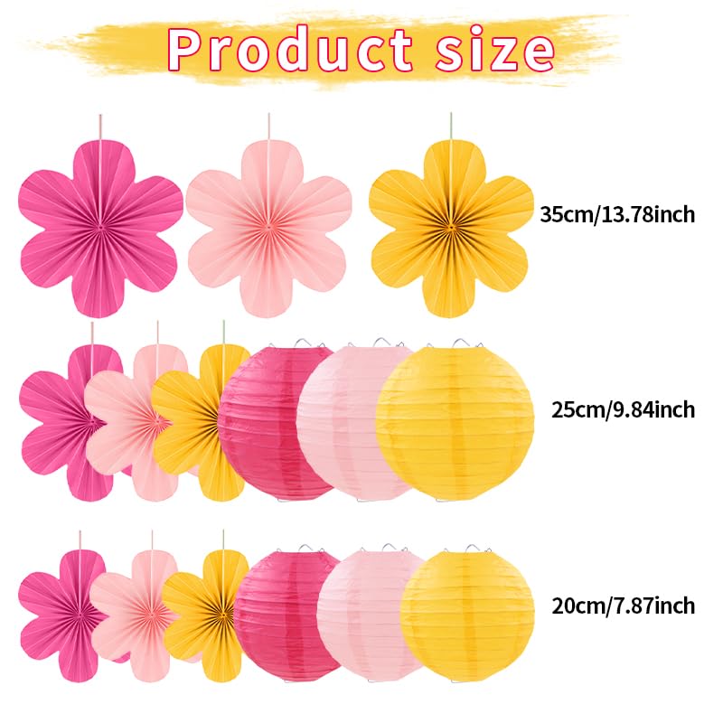 Zestaw do dekoracji imprezowych, wiszące papierowe lampiony, papierowe kwiaty, na urodziny, baby shower, ślub, klasę, dekoracje ścienne, 15 szt