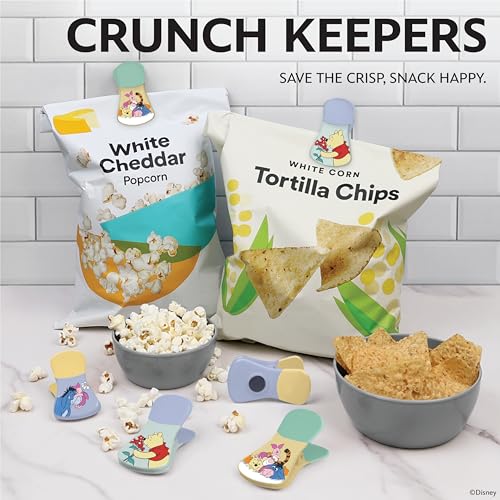 Image of Disney Winnie the Pooh Magnetic Chip Clips, Set of 6 | Airtight food storage bag clips for snack, cereal, and coffee bags, great for pantry and fridge, magnet displays kids artwork