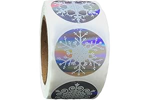 500 Pcs Holographic Snowflake Stickers, 2.5CM Round Label Stickers for Christmas Decoration